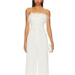 Elliatt White Wide Leg Jumpsuit with Square Neckline